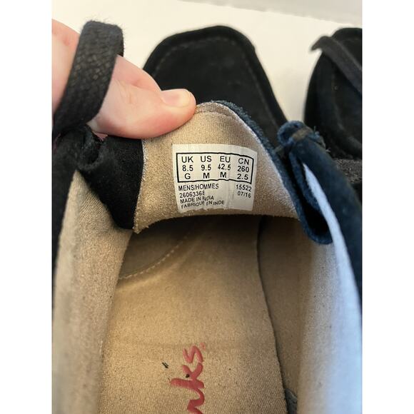 Clarks Wallabee Men's Size 9.5 M Black Suede Boots Shoes - Picture 8 of 9